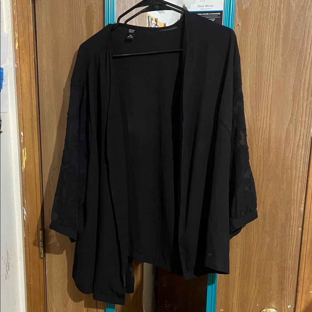 Emery Rose Black Open Front Cardigan